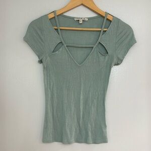 MOVING SALE Express Soft Cap Sleeve Ribbed Cutout Vneck Tshirt